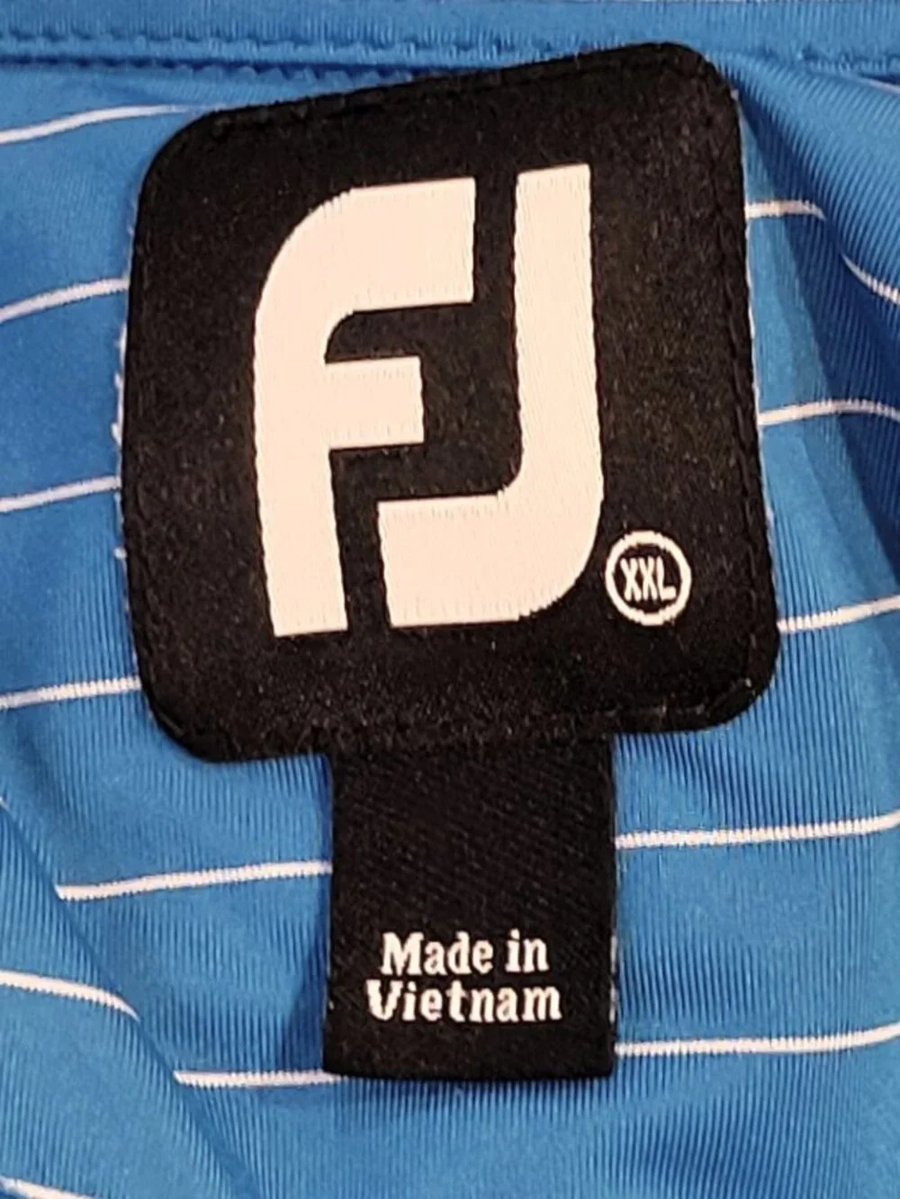 Foot Joy Polo Shirt Mens 2XL XXL Blue White Performance FJ Golf Short Sleeve